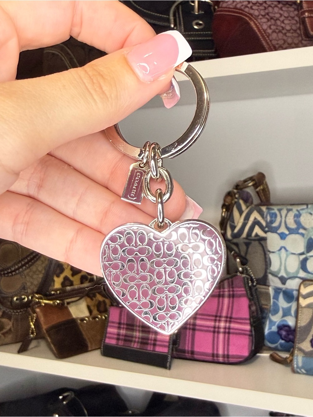 coach purple heart keychain / bag charm